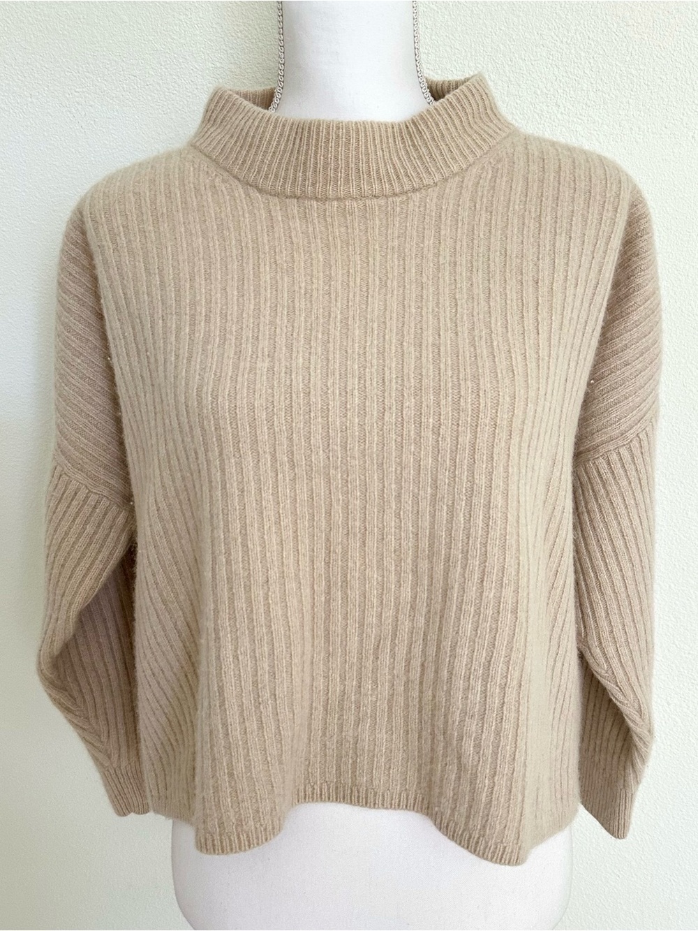 Madewell Resourced Cashmere Ribbed Mock-Neck Pullover Sweater Size XL